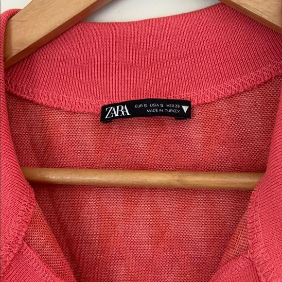 Zara S Pink Orange Zigzag Aztec Polo Bodycon Fitted Dress Clubwear Datenight - Picture 4 of 7